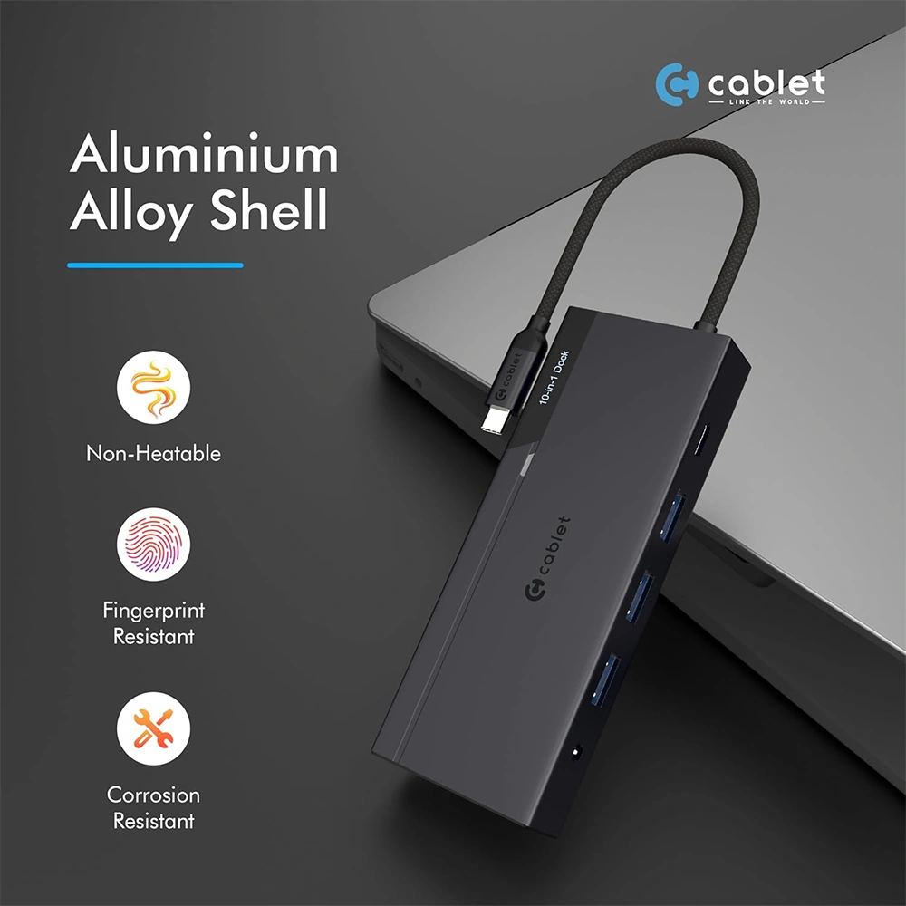 CABLET TYPE-C HUB DOCK 10 IN 1 (USB | HDMI | VGA | LAN | SD | TFT | TYPE-C | AUDIO) view 4